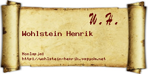 Wohlstein Henrik névjegykártya