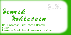 henrik wohlstein business card